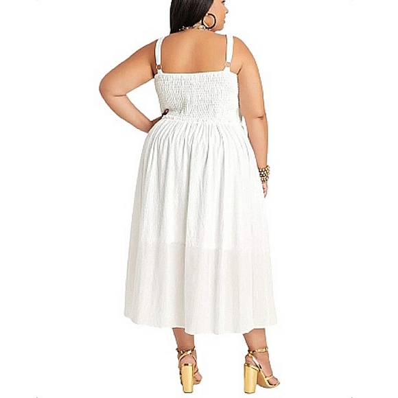 WHITE HOT ☆ GAUZE TIERED MIDI SUMMER DRESS ☆ NWT - Picture 3 of 9